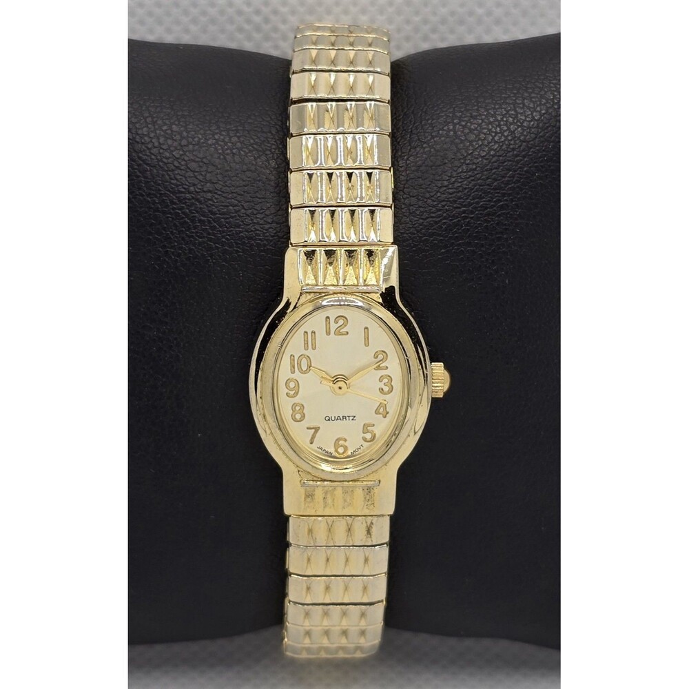 Women's Advance Quartz Oval Gold Tone Dial Case Expansion Band Watch 04 - Picture 5 of 8